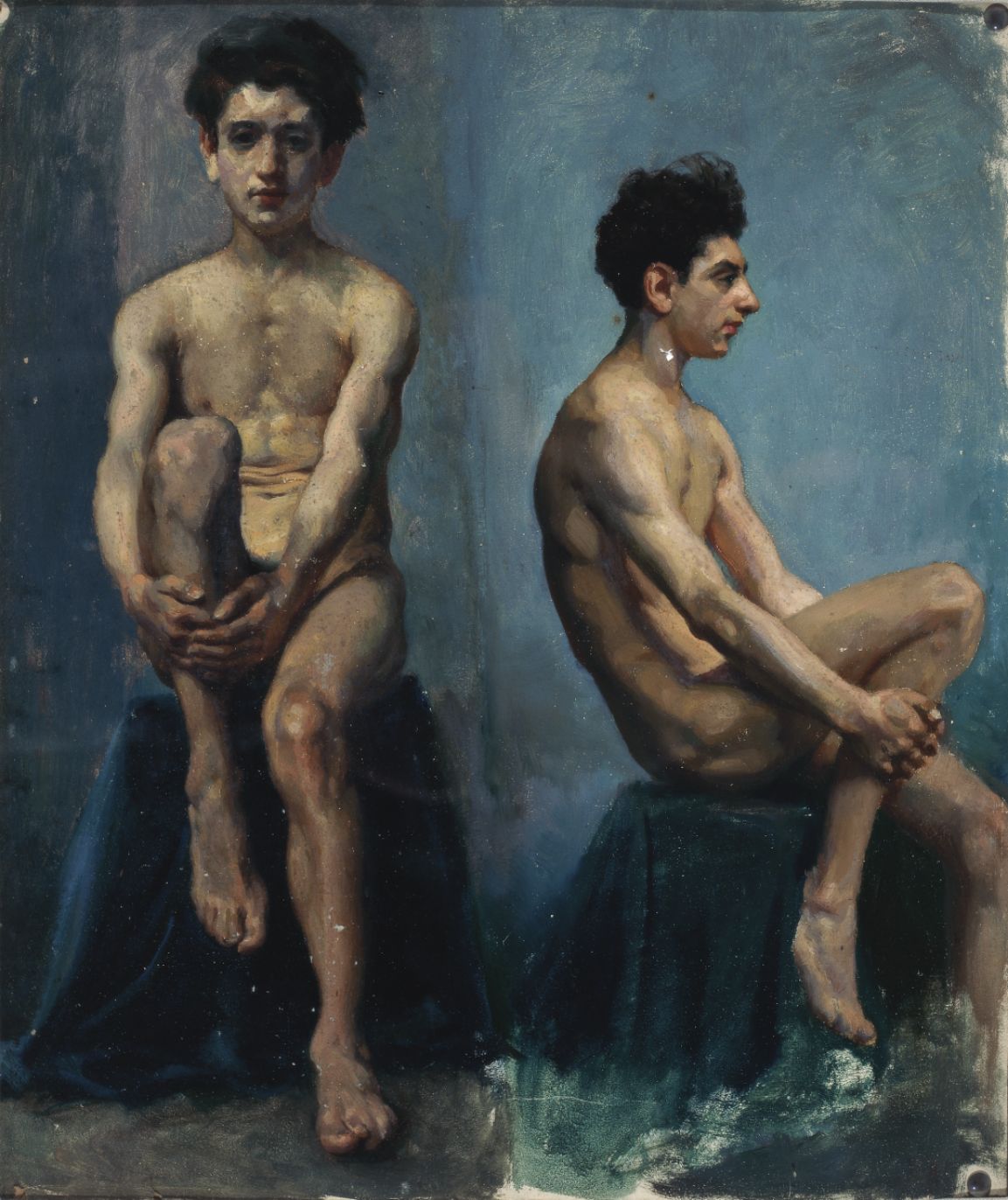 徐悲鸿《男人体正侧面速写》52x44cm纸本油彩1924年.png