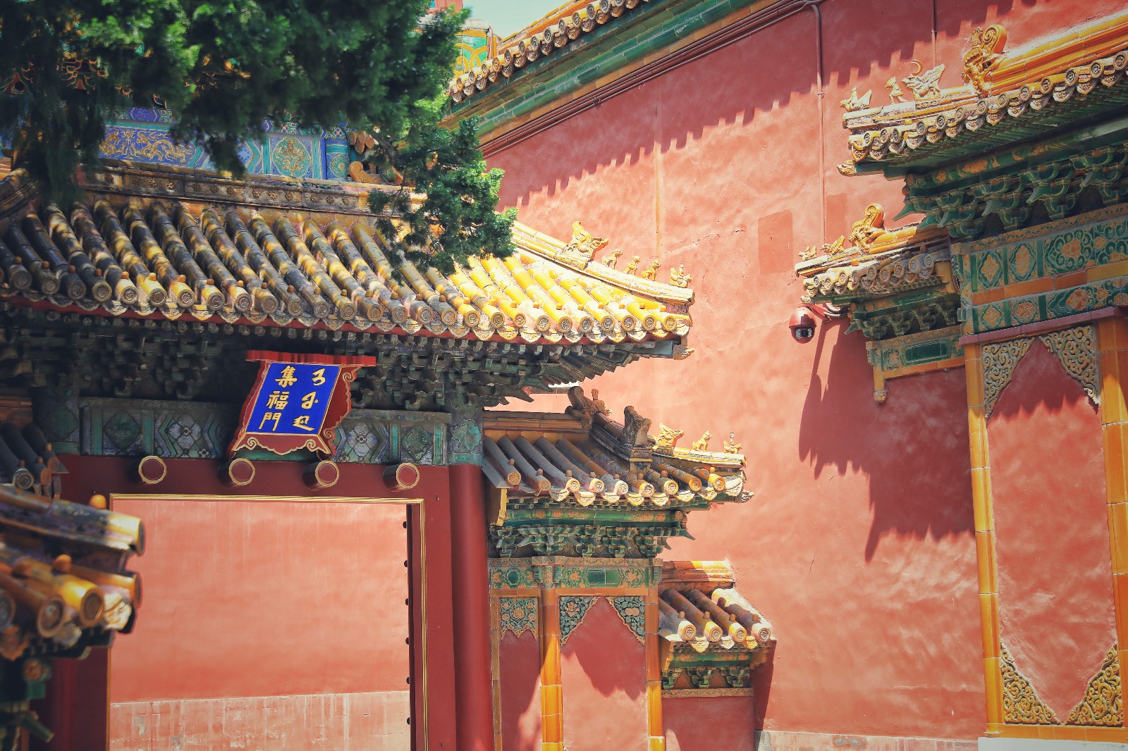 夏天的故宫没有冬日雪景后的唯美,但在蓝天的映衬下,红墙黄瓦仍是威严