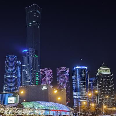 国贸CBD夜景霓虹闪烁