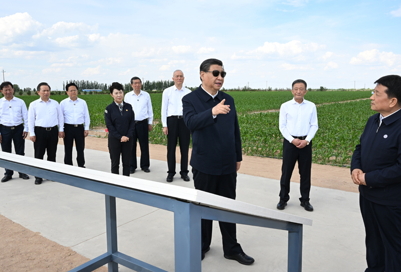6月5日至6日，中共中央总书记、国家主席、中央军委主席习近平在内蒙古巴彦淖尔考察，并主持召开加强荒漠化综合防治和推进“三北”等重点生态工程建设座谈会。这是5日下午，习近平在位于乌梁素海南岸的现代农业示范园区考察。