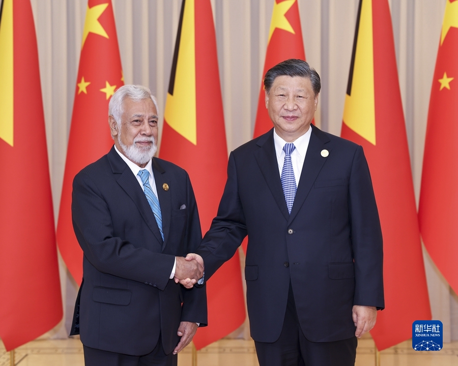 9月23日上午，国家主席习近平在杭州西湖国宾馆会见来华出席第19届亚洲运动会开幕式的东帝汶总理夏纳纳。