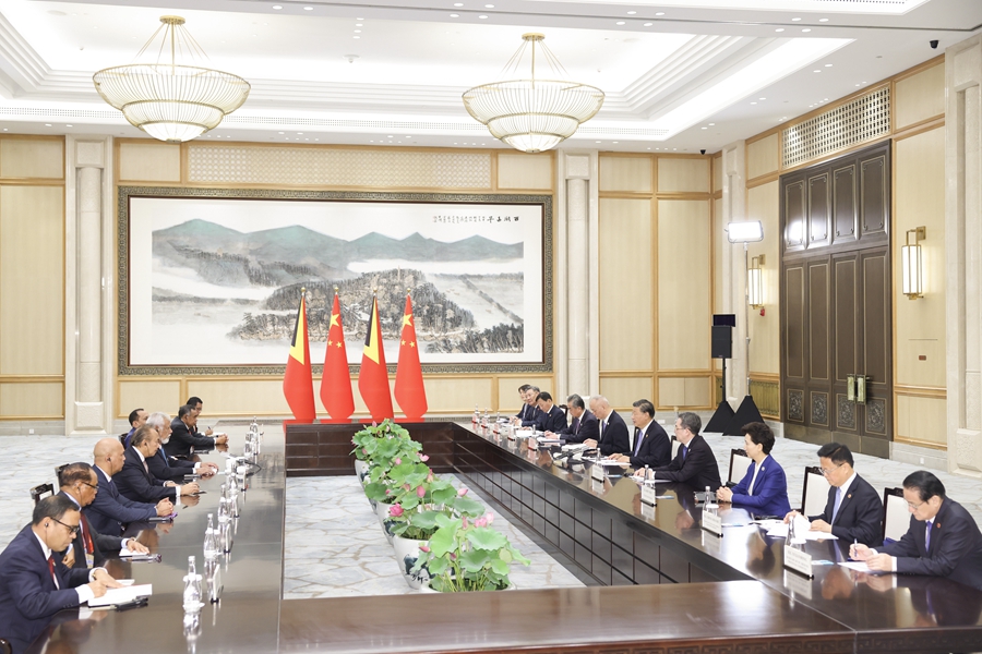 9月23日上午，国家主席习近平在杭州西湖国宾馆会见来华出席第19届亚洲运动会开幕式的东帝汶总理夏纳纳。