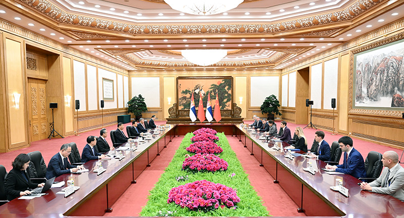 11月6日下午，国家主席习近平在北京人民大会堂会见塞尔维亚总理布尔纳比奇。