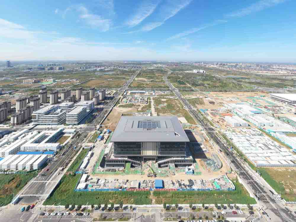这是雄安新区大学园图书馆（2023年10月1日摄，无人机照片）。