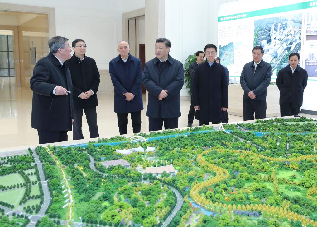 2019年1月18日上午，习近平总书记在北京城市副中心市委办公楼主楼详细了解副中心重大工程项目规划建设情况。