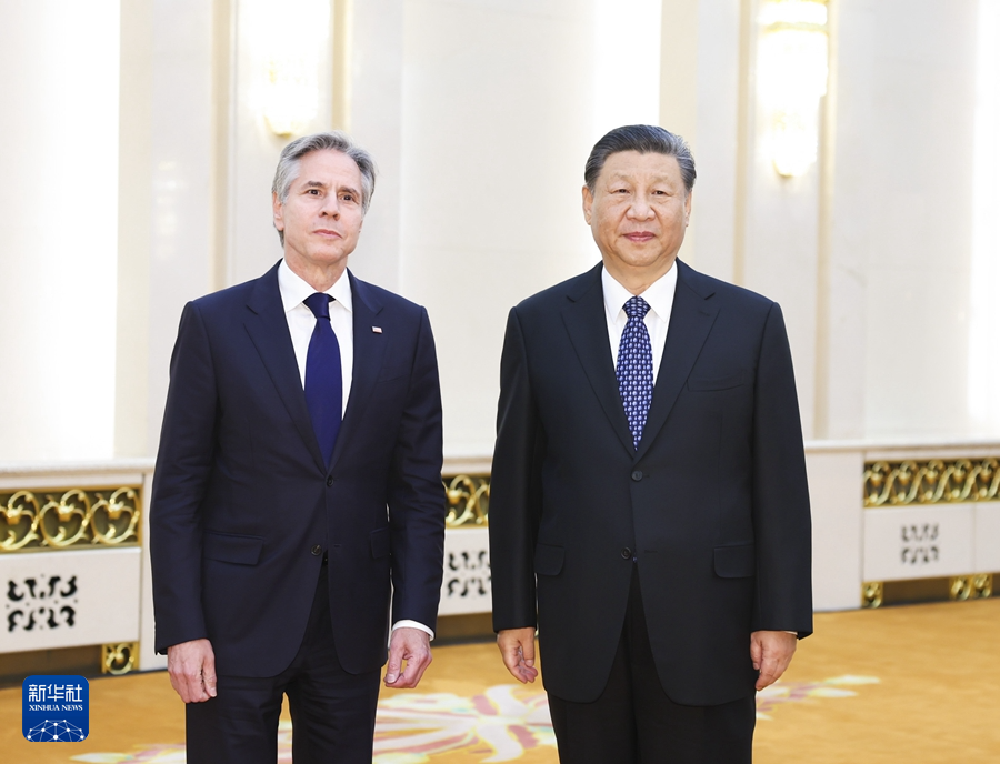 4月26日下午，国家主席习近平在北京人民大会堂会见美国国务卿布林肯。