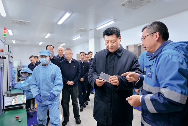 2024年3月18日至21日，中共中央总书记、国家主席、中央军委主席习近平在湖南考察。这是18日下午，习近平在中德合资企业巴斯夫杉杉电池材料有限公司考察。