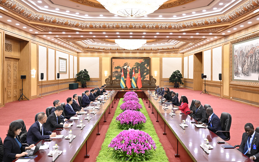 9月2日上午，国家主席习近平在北京人民大会堂会见来华出席中非合作论坛北京峰会的多哥总统福雷。