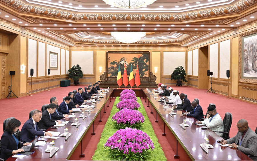 9月2日上午，国家主席习近平在北京人民大会堂会见来华出席中非合作论坛北京峰会的马里总统戈伊塔。