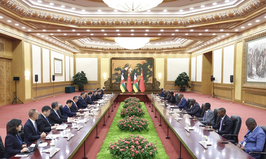 9月6日晚，国家主席习近平在北京人民大会堂会见来华出席中非合作论坛北京峰会的中非总统图瓦德拉。