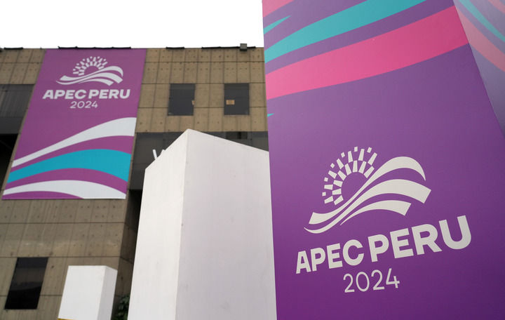 这是11月8日在秘鲁利马拍摄的2024年亚太经济合作组织（APEC）会议标识。