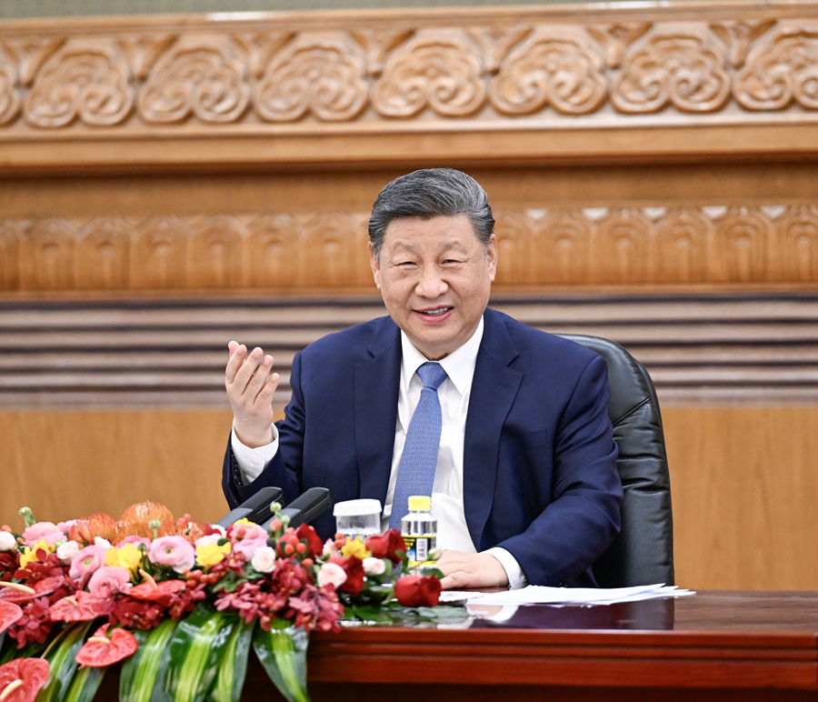 3月28日上午，国家主席习近平在北京人民大会堂会见国际工商界代表。