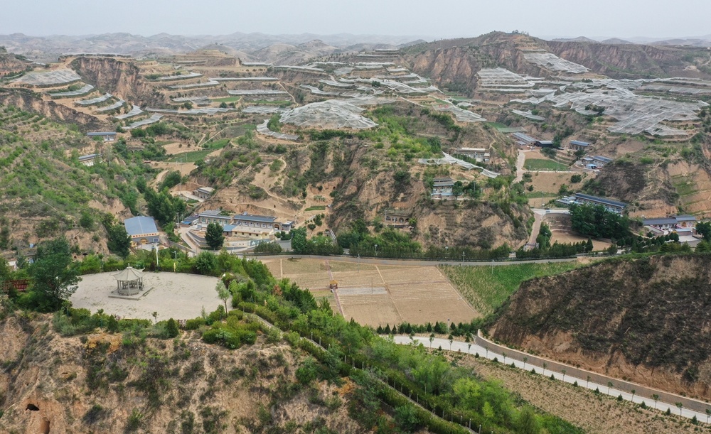 这是陕西省榆林市米脂县高西沟水土保持示范园（2024年6月26日摄，无人机照片）。