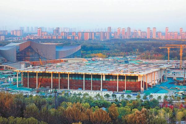 城市副中心图书馆项目的外立面施工已基本完成。
