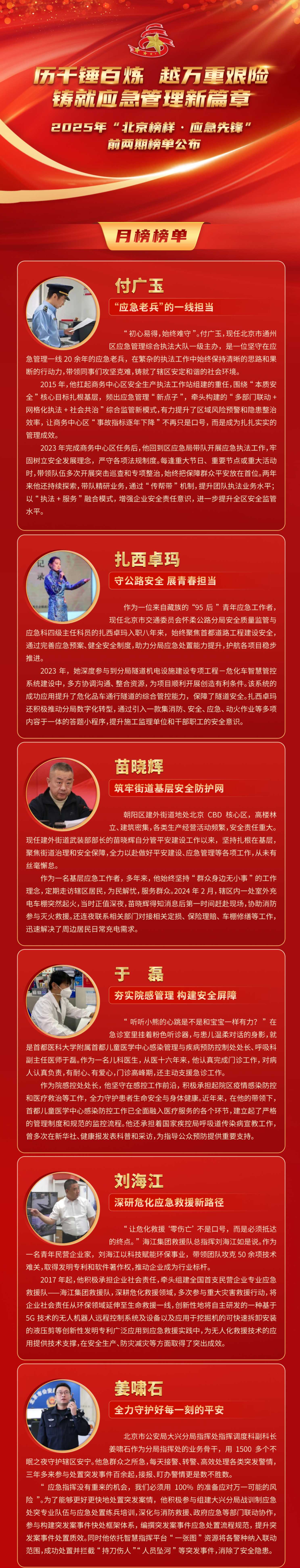 2025年“北京榜样·应急先锋”前两期榜单公布