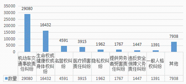 人格权及侵权责任纠纷各类别工单数量