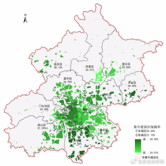 集中建设区绿视率分布图