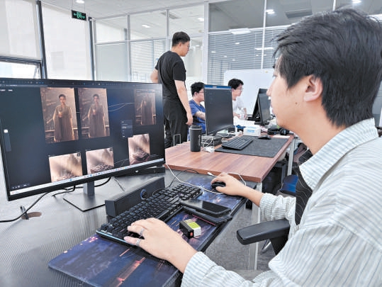 AI导演乔帅在制作短片。