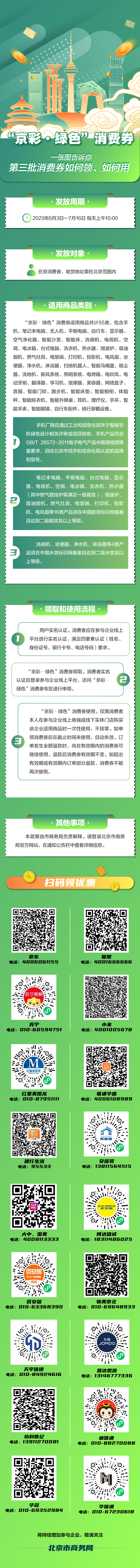 新一批京彩绿色消费券6月3日上午10时开始发放