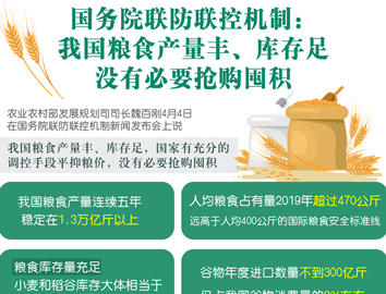 国务院联防联控机制：我国粮食产量丰、库存足 没有必要抢购囤积