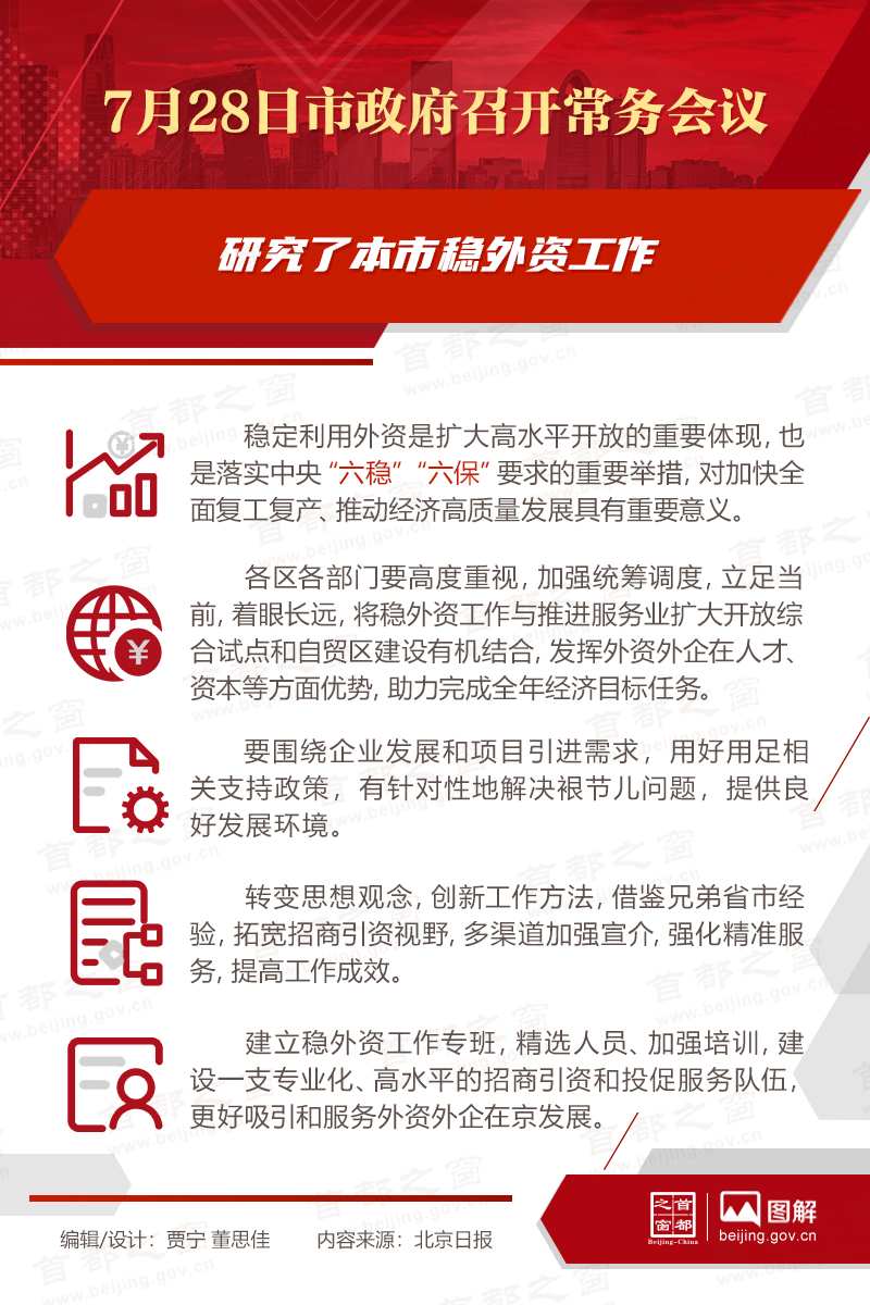 7月28日市政府召开常务会议研究本市稳外资工作