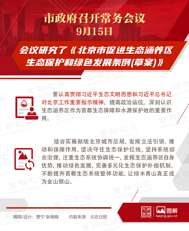 会议研究了《北京市促进生态涵养区生态保护和绿色发展条例(草案)》
