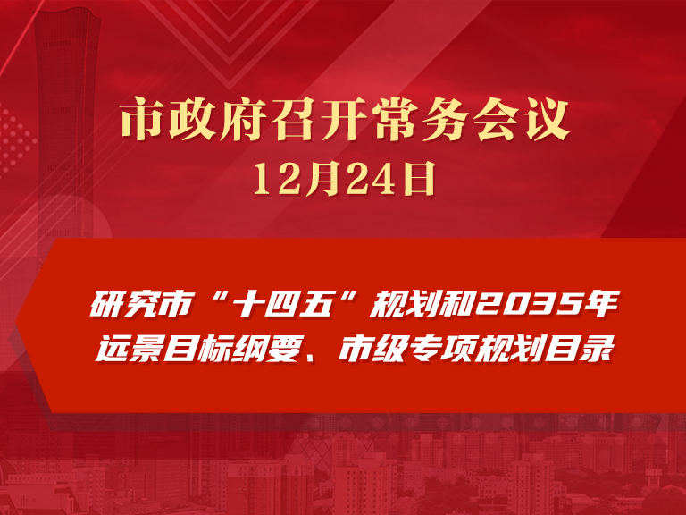 市政府常务会议：研究市“十四五”规划和2035年远景目标纲要、市级专项规划目录