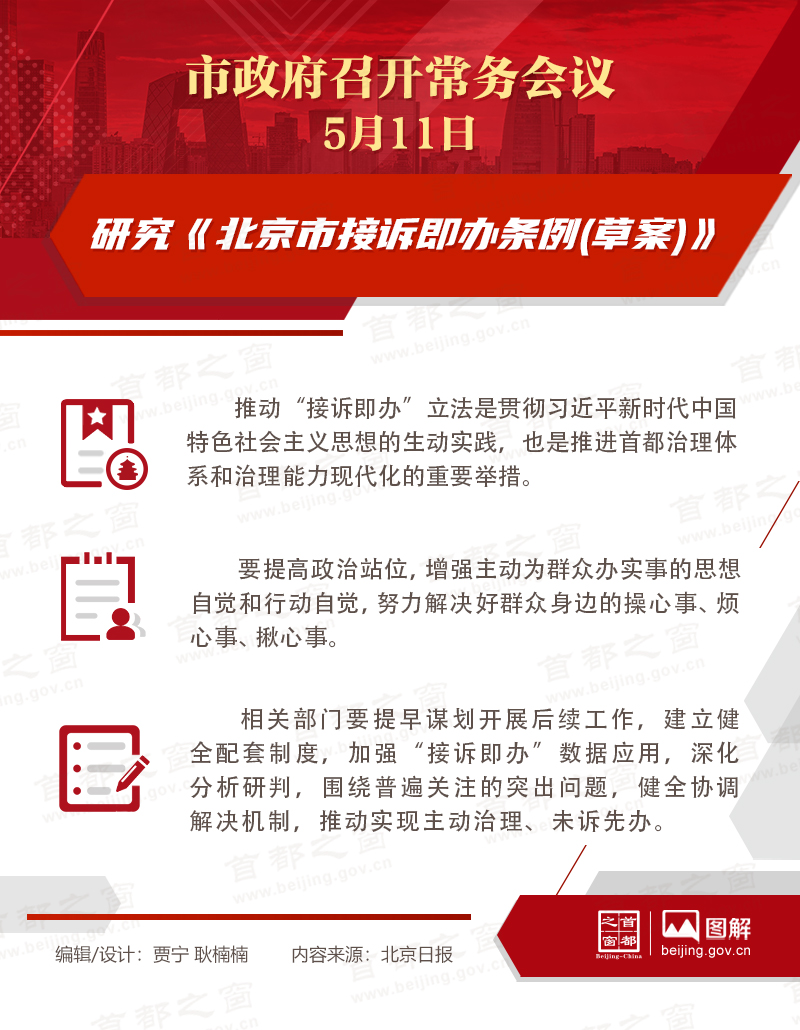 市政府常务会议：研究《北京市接诉即办条例(草案)》