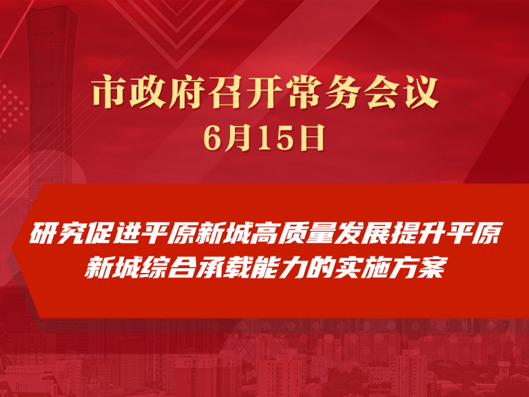 市政府常务会议：研究促进平原新城高质量发展提升平原新城综合承载能力的实施方案