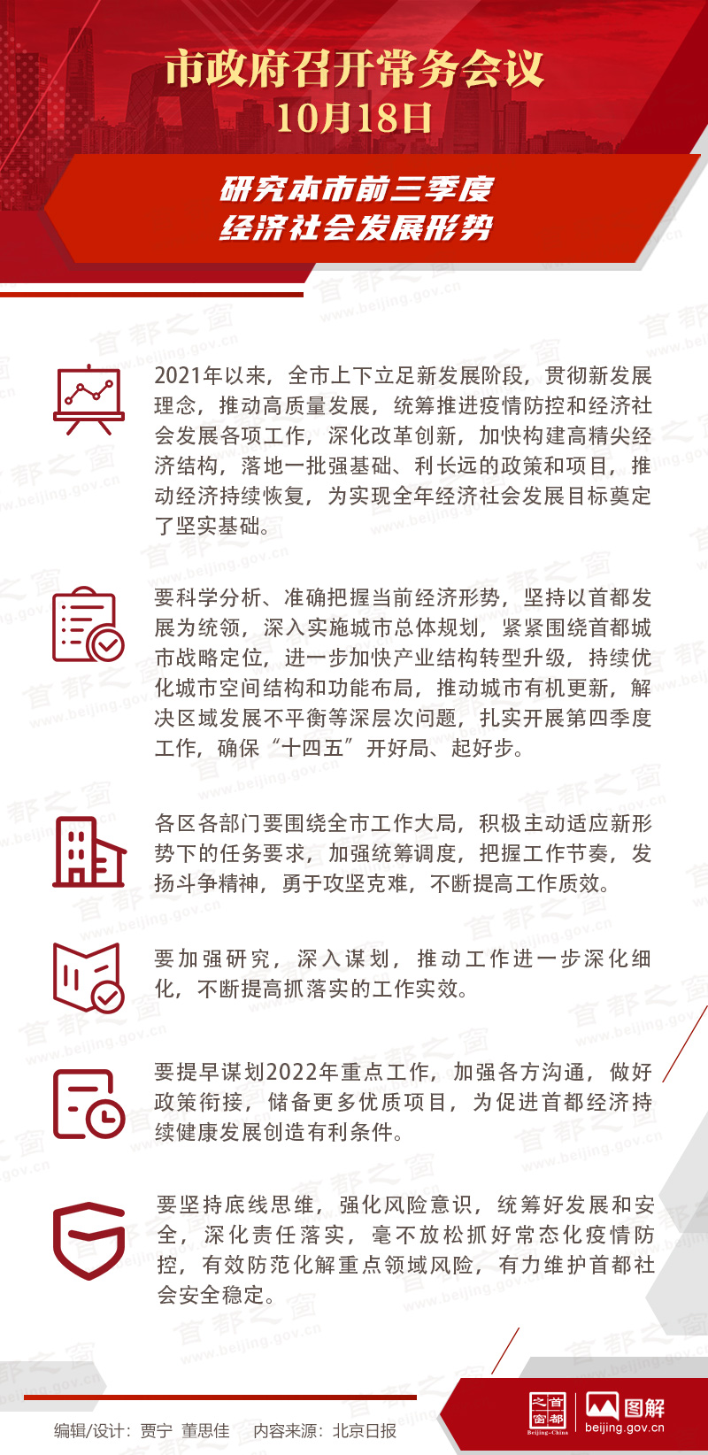 市政府常务会议：研究本市前三季度经济社会发展形势