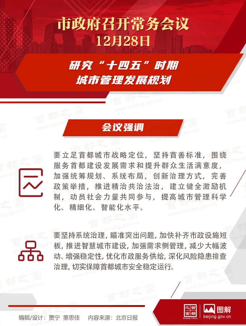 市政府常务会议：研究“十四五”时期城市管理发展规划