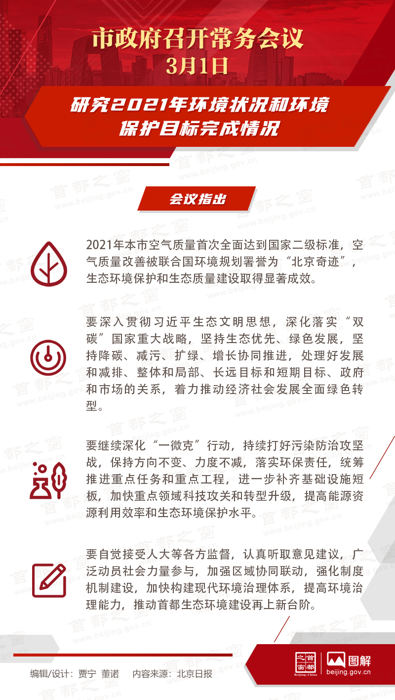 市政府常务会议：研究2021年环境状况和环境保护目标完成情况