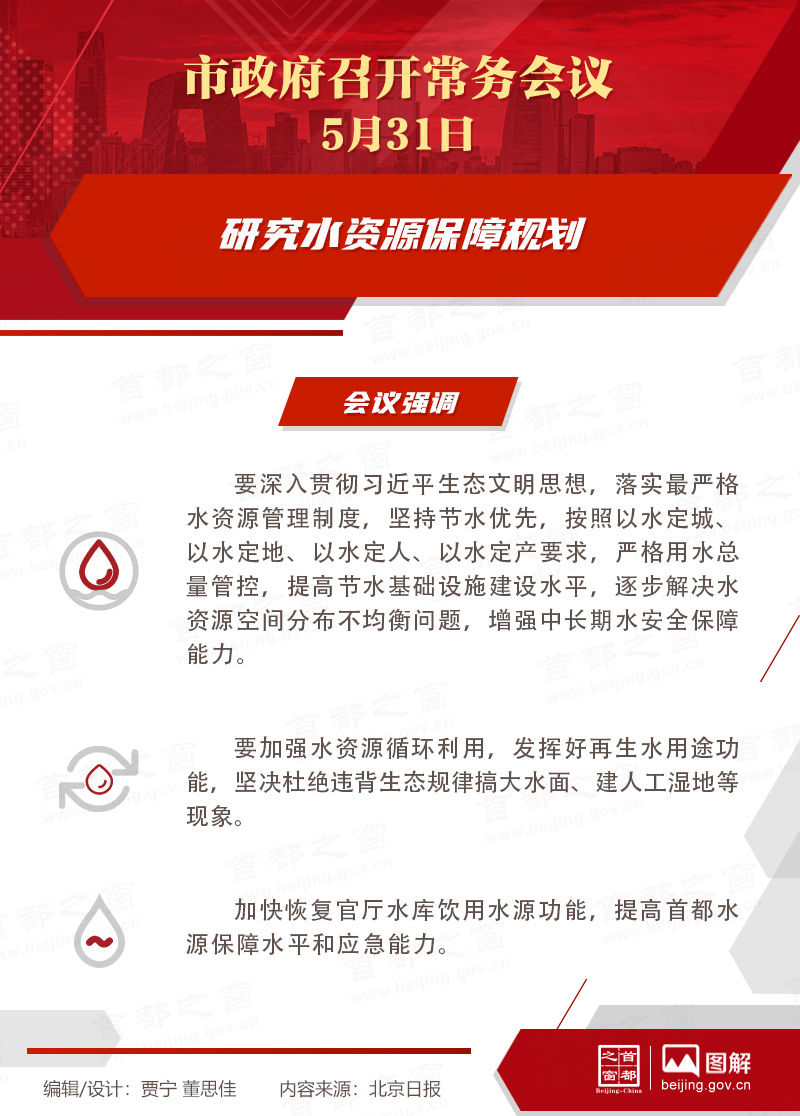 市政府常务会议：研究水资源保障规划