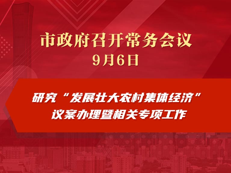 市政府常务会议：研究“发展壮大农村集体经济”议案办理暨相关专项工作