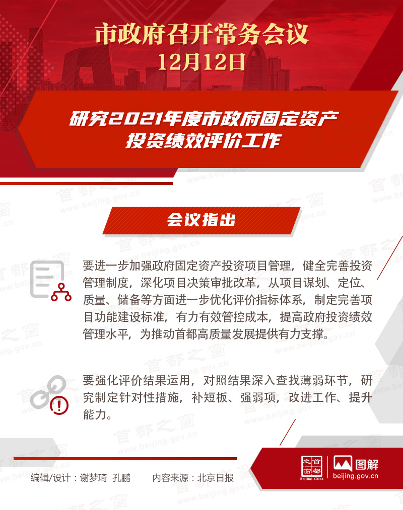 市政府常务会议：研究2021年度市政府固定资产投资绩效评价工作