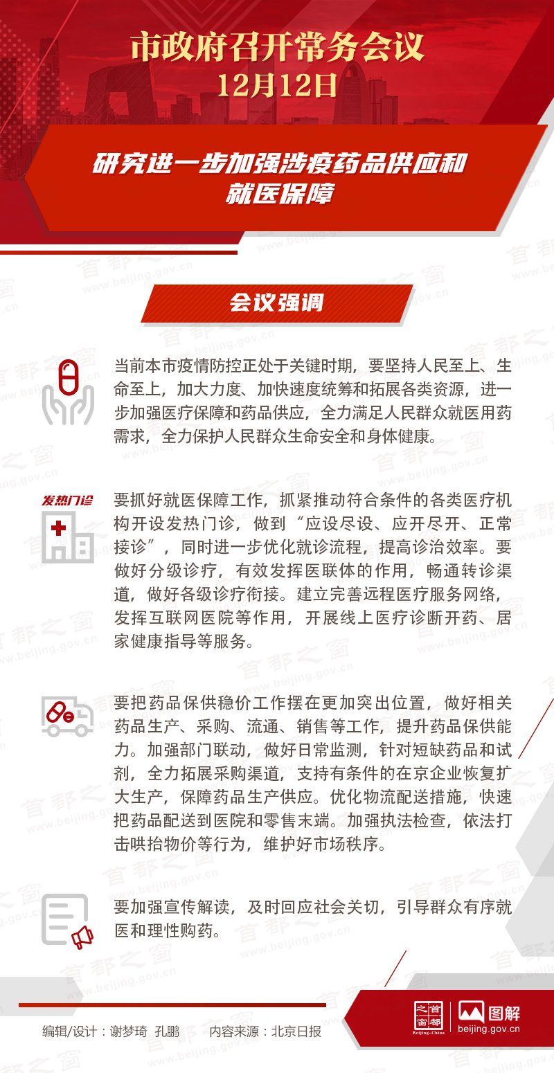 市政府常务会议：研究进一步加强涉疫药品供应和就医保障