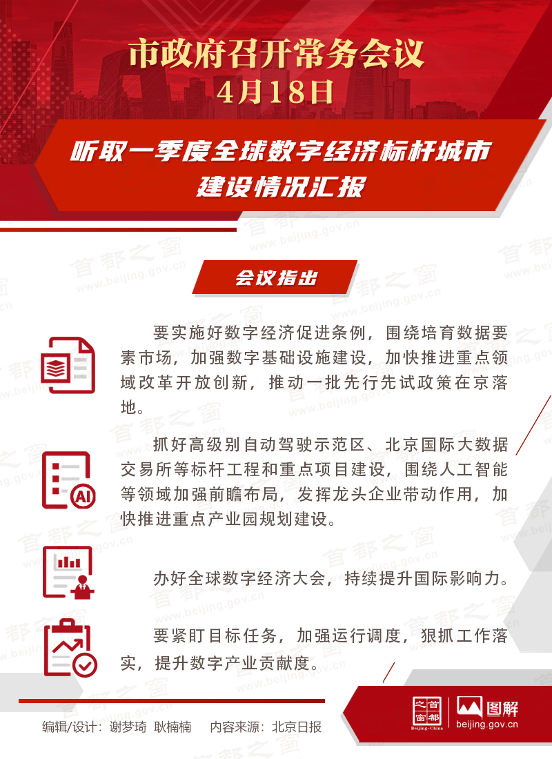 听取一季度全球数字经济标杆城市建设情况汇报