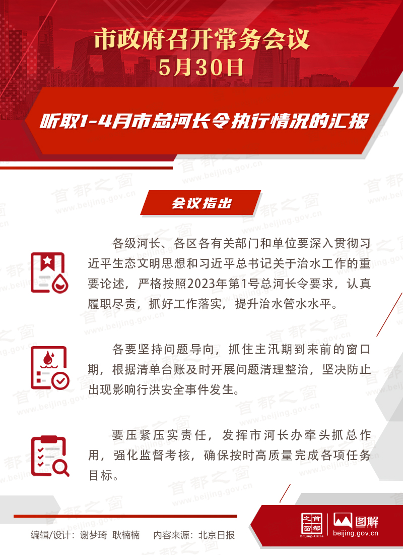 听取1-4月市总河长令执行情况的汇报
