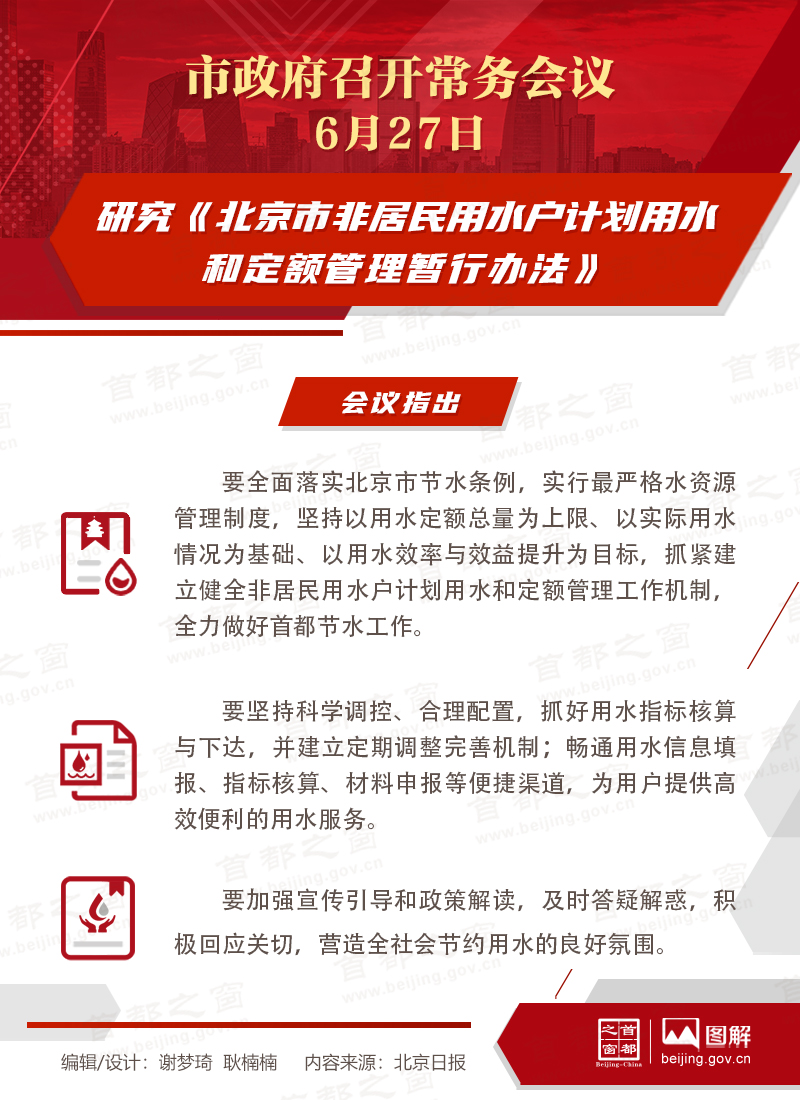 研究《北京市非居民用水户计划用水和定额管理暂行办法》