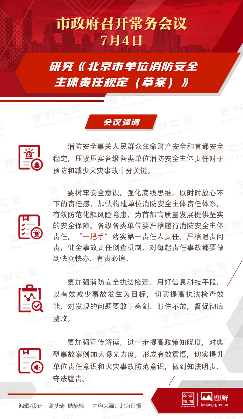 研究《北京市单位消防安全主体责任规定（草案）》