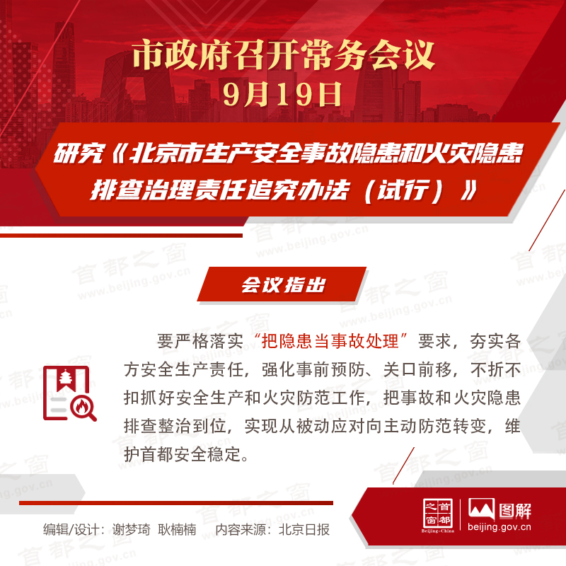 研究《北京市生产安全事故隐患和火灾隐患排查治理责任追究办法（试行）》