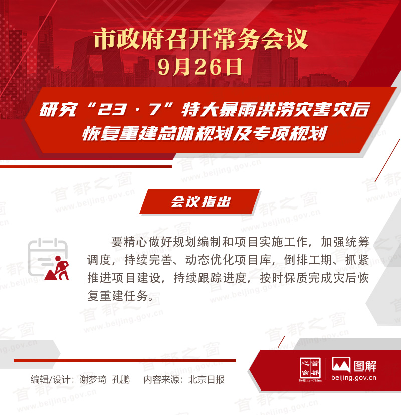 研究“23·7”特大暴雨洪涝灾害灾后恢复重建总体规划及专项规划