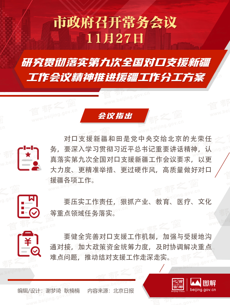 研究贯彻落实第九次全国对口支援新疆工作会议精神推进援疆工作分工方案