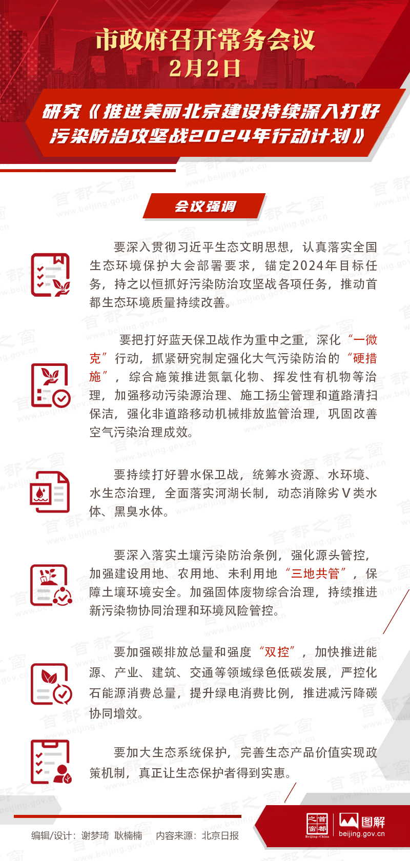 研究《推进美丽北京建设持续深入打好污染防治攻坚战2024年行动计划》