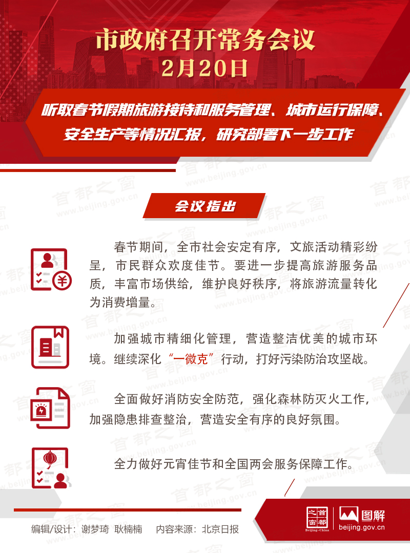 听取春节假期旅游接待和服务管理、城市运行保障、安全生产等情况汇报，研究部署下一步工作
