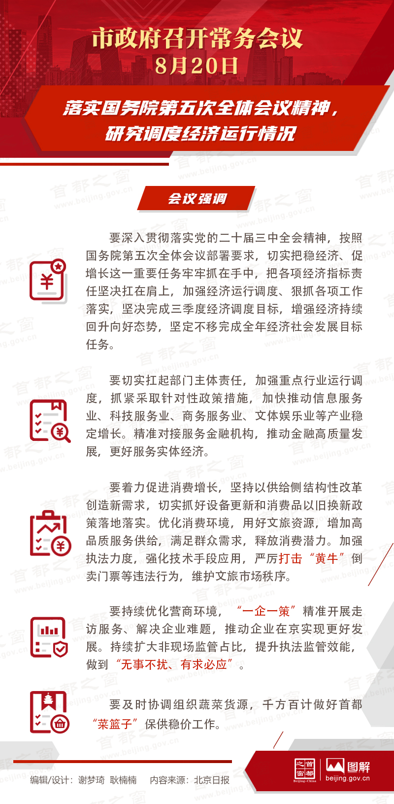 落实国务院第五次全体会议精神，研究调度经济运行情况