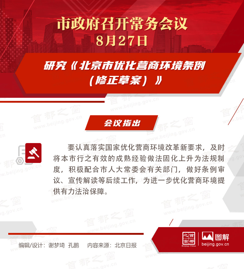 研究《北京市优化营商环境条例（修正草案）》