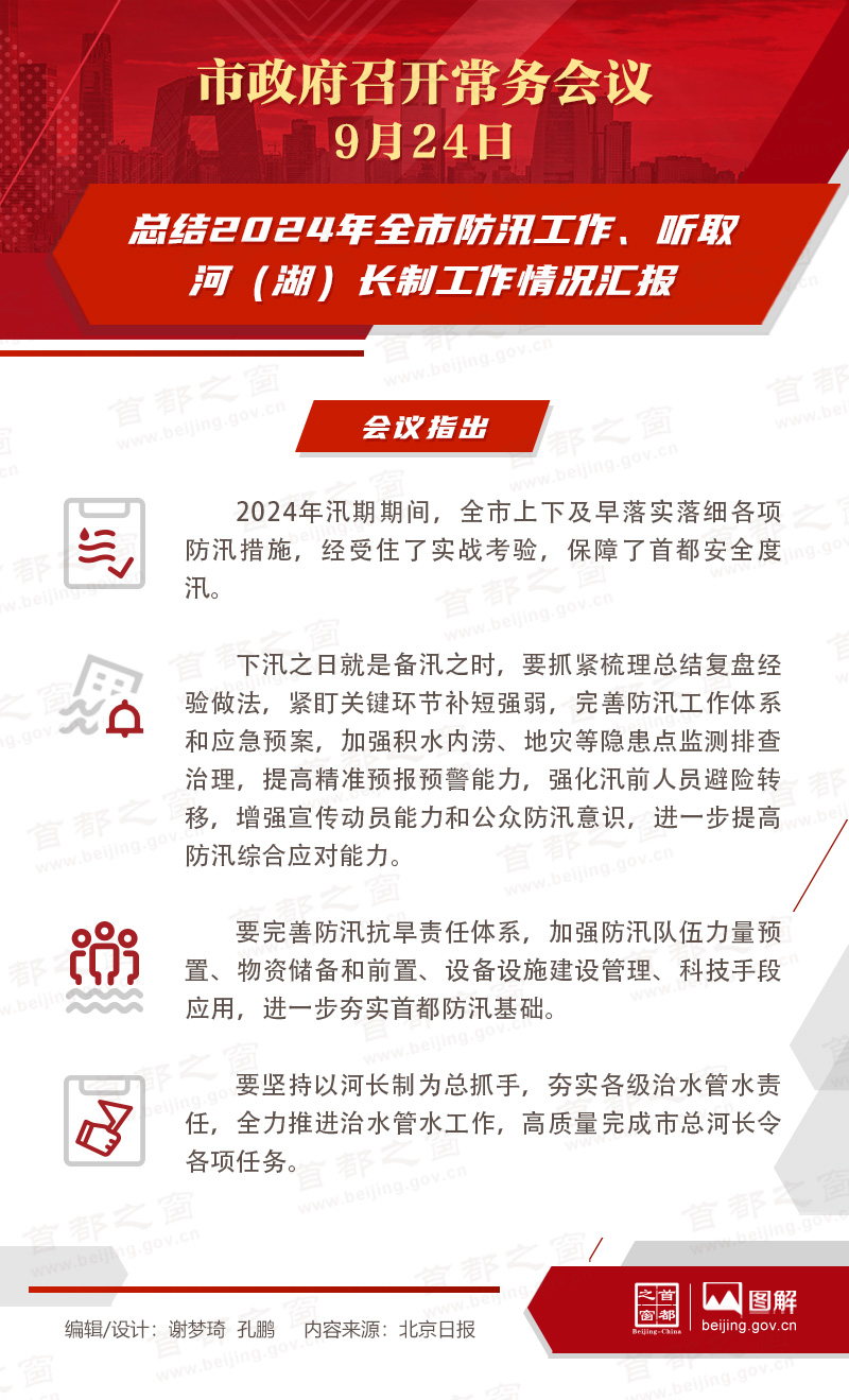 总结2024年全市防汛工作、听取河（湖）长制工作情况汇报
