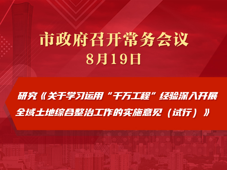 市政府常务会议图解：研究《关于学习运用“千万工程”经验深入开展全域土地综合整治工作的实施意见（试行）》