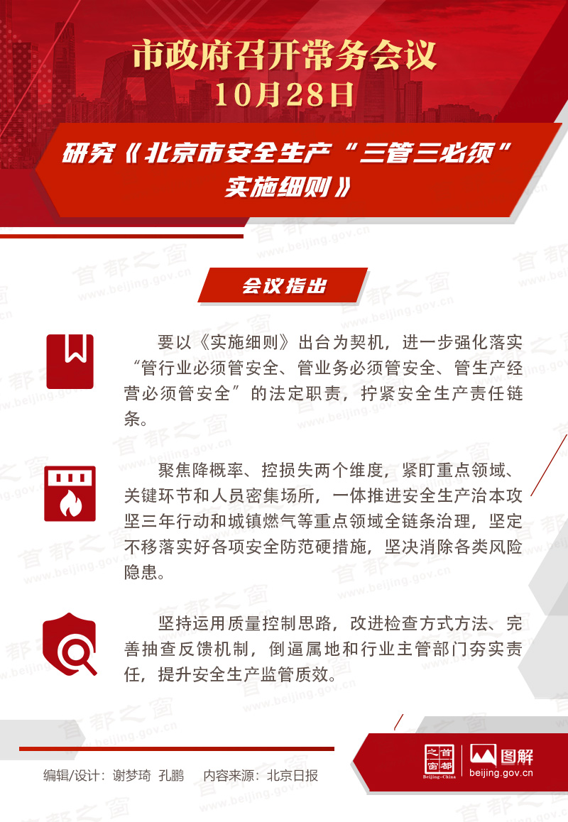 市政府常务会议图解：研究《北京市安全生产“三管三必须”实施细则》